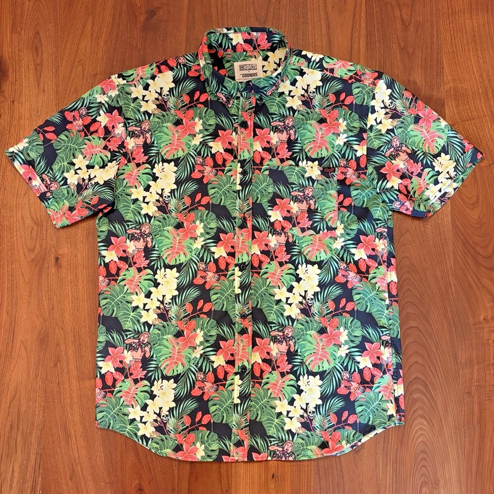 RSVLTS The Goonies Truffle Shuffle Shirt Men's Large Short Sleeve Hawaiian Chunk